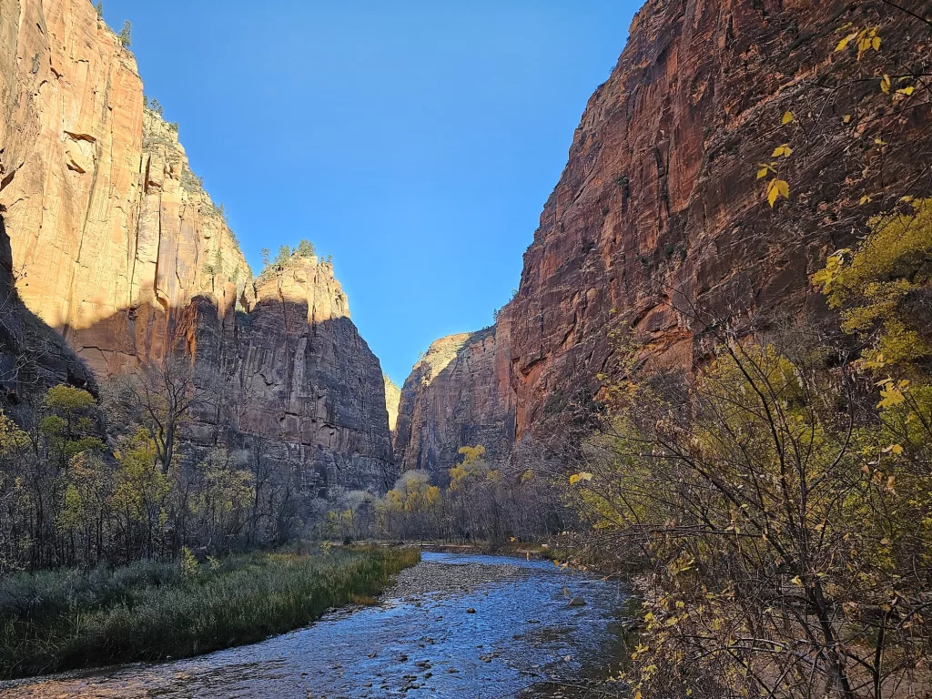 Riverside Walk trail Zion National Park Thanksgiving week 2023