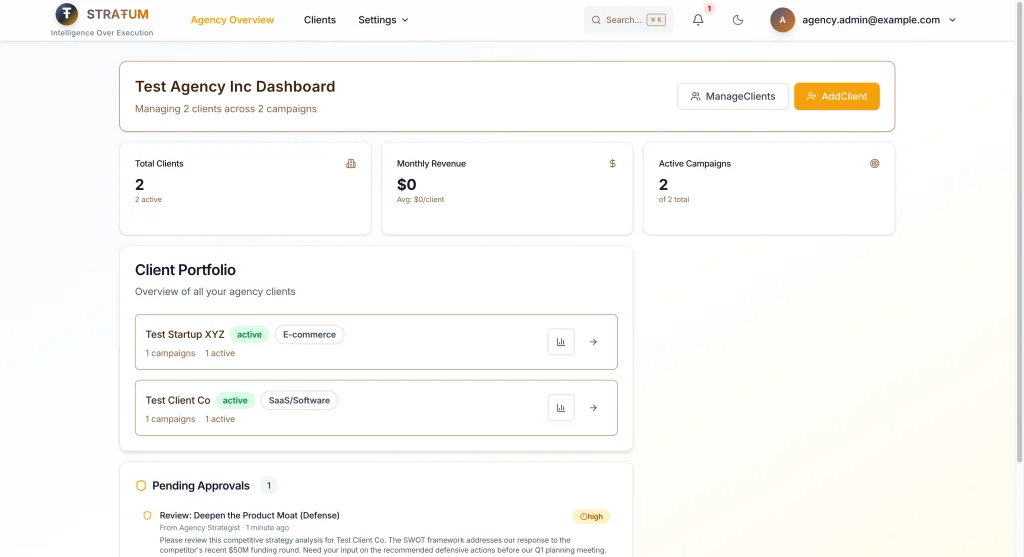 Pending approvals appear on your dashboard with priority indicators and context